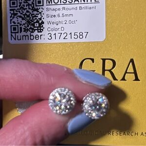 2ct Moissanite Round Brilliant white gold plated Earrings